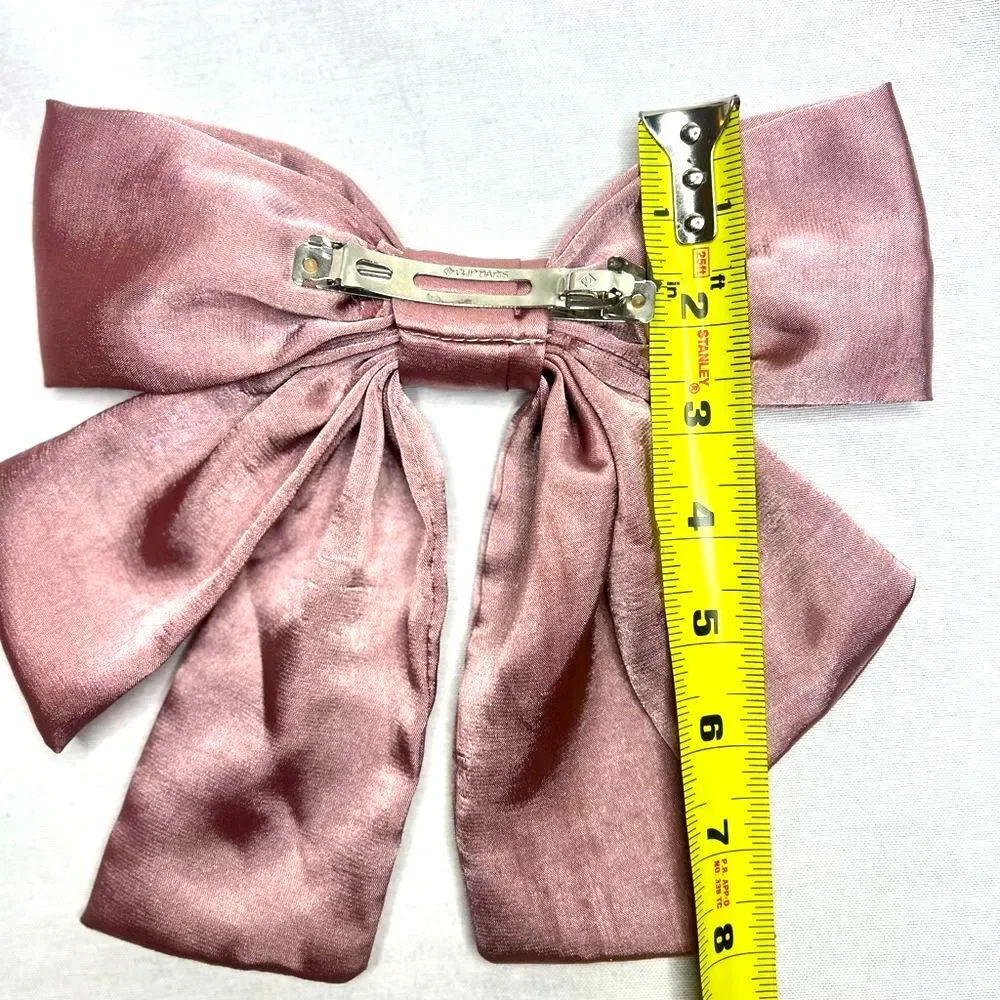 Women’s Dusty Pink Oversized Silky Soft Satin Elegant Hair Bow clip Coquette Y2K